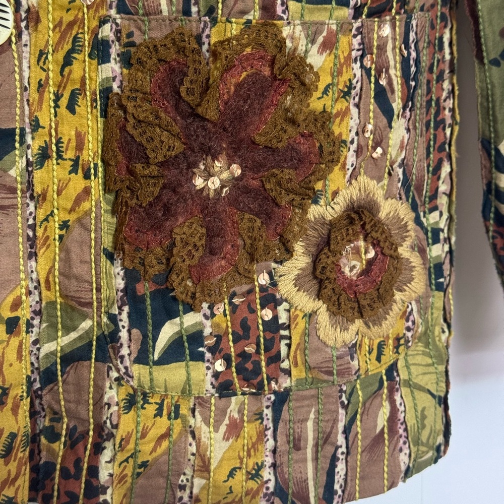 Sandy Starkman Boho Patchwork Floral Embroidered … - image 3
